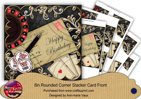 Black Roulette Happy Birthday 8in All 4 Rounded Corner Kit