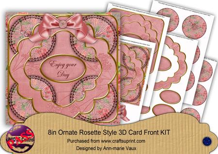 Pink Sweetpea Enjoy Your Day 3D Rosette 8in Card Front Kit