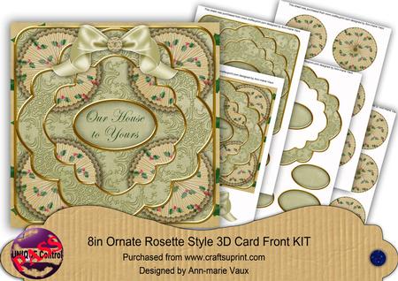 Cream Holly Our House to Yours 3D Rosette 8in Card Front Kit
