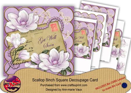 Lilac Magnolia Get Well Soon 8in Xtreme Decoupage Card Kit