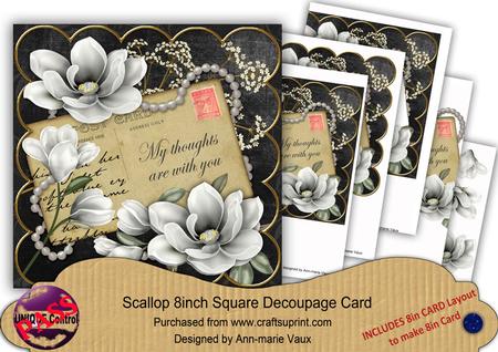 Silver Blk Magnolia Thoughts 8in Xtreme Decoupage Card Kit