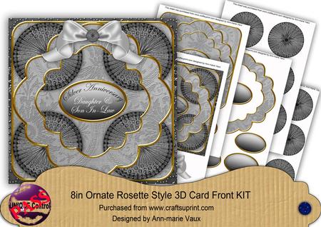 Anniversary Daughter Sil Opt1 3D Rosette 8in Card Front Kit