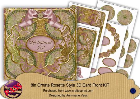 Dusky Pink Multi Mix Life Begins at 70! 3D Rosette 8in Kit
