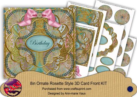 Multi Mix1 Birthday 3D Rosette 8in Card Front Kit