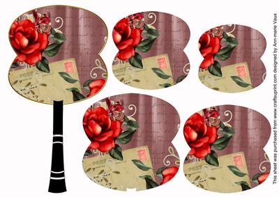Dusky Pink Rose Swirl Fan Decoupage Topper Sheet