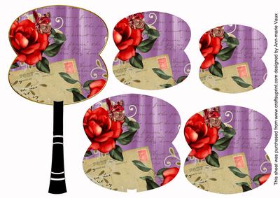 Lilac Rose Swirl Fan Decoupage Topper Sheet
