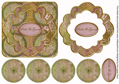Dpink Multi Mix Bride &groom 3D Rosette Decoupage Card Front