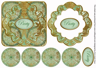 Mint Multi Mix Party 3D Rosette Decoupage Card Front
