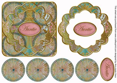 Multi Mix Auntie 3D Rosette Decoupage Card Front