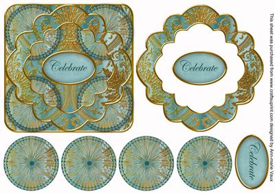Dteal Multi Mix Celebrate 3D Rosette Decoupage Card Front