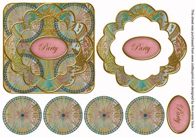 Multi Mix Party 3D Rosette Decoupage Card Front