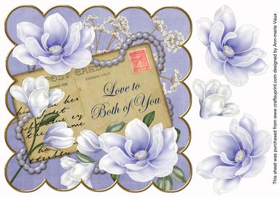 Blue Magnolia Both of You 8in Decoupage Topper