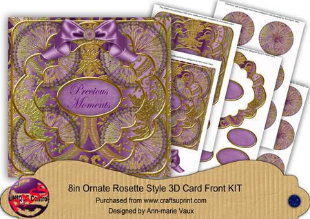 Purple Multi Precious Moment 3D Rosette 8in Card Front Kit
