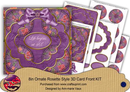 Dpurple Sweetpea Life Begins at 40! 3D Rosette 8in Front Kit