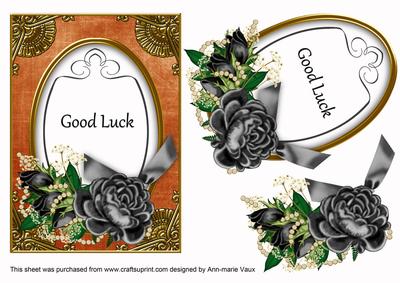 Black Rose Borange Good Luck Oval 7x5in Floral Step by Step