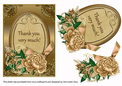 Coffee Rose Gold Thank You Oval 7x5in Floral Step by Step