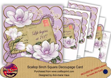 Lilac Magnolia Life Begins at 70! Xtreme 8in Decoupage Kit