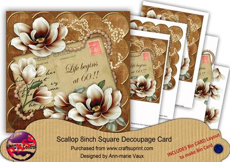 Choco Magnolia Life Begins at 60! Xtreme 8in Decoupage Kit