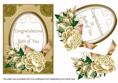 Cream Rose Congratulations Both 7x5in Oval Decoupage