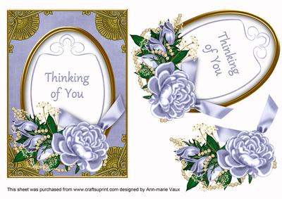 Pblue Rose Thinking of You 7x5in Oval Step by Step