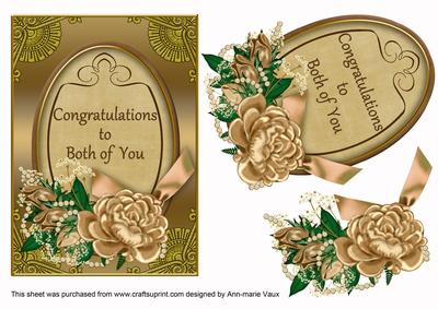 Coffee Rose Congratulations to Both 7x5in Oval Step by Step
