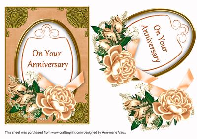 Peach Rose on Your Anniversary 7x5in Oval Step by Step