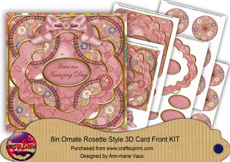 Pink Oriental Flower Amazing Day 8in Rosette Card Kit