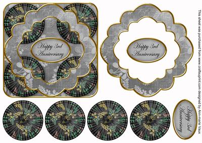 Black Oriental Fern 3rd Anniversary 3D Rosette Step by Step
