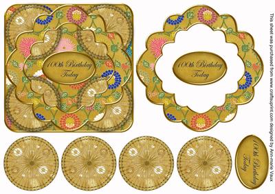 Gold Oriental Flower 100th Birthday 3D Rosette Step by Step