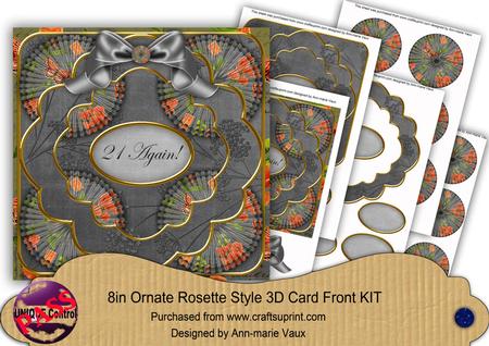 Black Sweetpea 21 Again! 3D Rosette 8in Card Front Kit