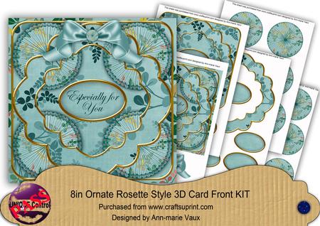 Teal Oriental Fern for You 3D Rosette 8in Card Front Kit