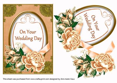 Peach Rose Your Wedding Day 7x5in Floral Step by Step