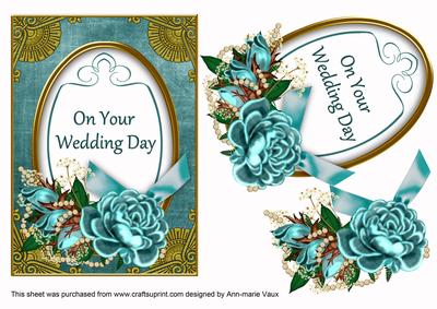 Teal Rose Your Wedding Day 7x5in Floral Step by Step