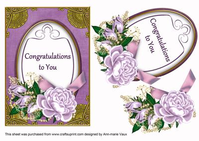 Lilac Rose Congratulations to You 7x5in Floral Step by Step