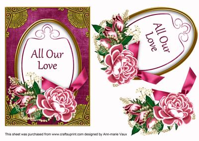 Cerise Rose All Our Love 7x5in Floral Step by Step