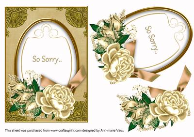 Cream Rose So Sorry 7x5in Floral Step by Step