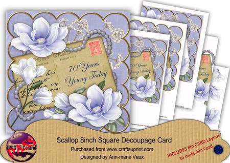 Blue Magnolia 70 Years Young 8in Xtreme Decoupage Cf Kit