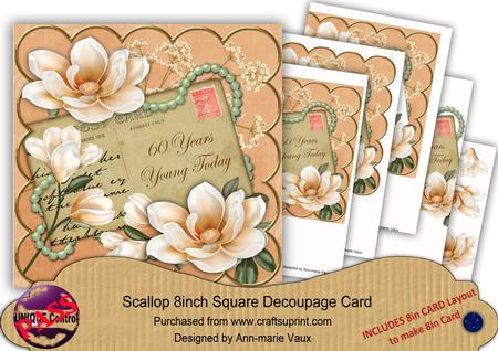 Peach Magnolia 60 Years Young 8in Xtreme Decoupage Cf Kit