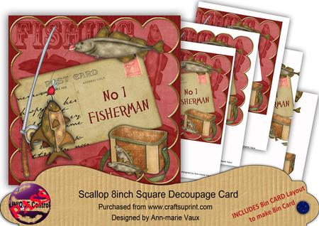 Fishing Red No1 Fisherman 8in Xtreme Decoupage Kit