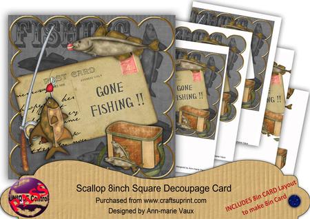 Fishing Black Gone Fishing 8in Xtreme Decoupage Kit