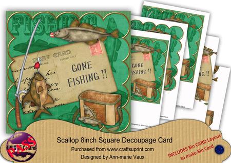Fishing Green Gone Fishing 8in Xtreme Decoupage Kit