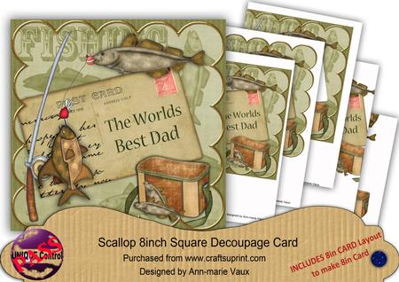 Fishing Olive Worlds Best Dad 8in Xtreme Decoupage Kit