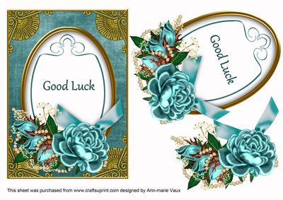 Teal Rose Good Luck 7x5in Decoupage Step by Step
