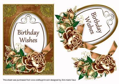 Vtea Rose Birthday Wishes 7x5in Oval Decoupage Step by Step