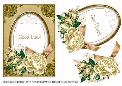 Cream Rose Good Luck 7x5in Oval Decoupage Step by Step