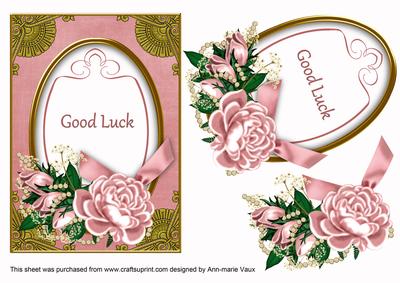Pink Rose Good Luck 7x5in Oval Decoupage Step by Step
