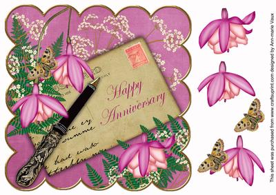 Cerise Fushcia Happy Anniversary 8in Scallop Topper
