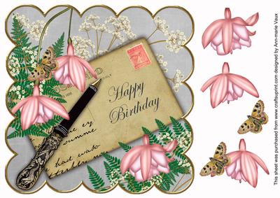 Pink Grey Fushcia Happy Birthday 8in Scallop Step by Step