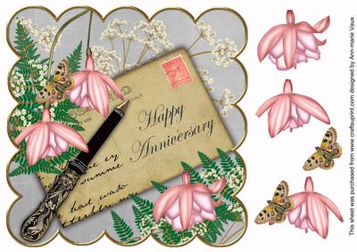 Grey Pink Fushcia Happy Anniversary 8in Scallop Step by Step