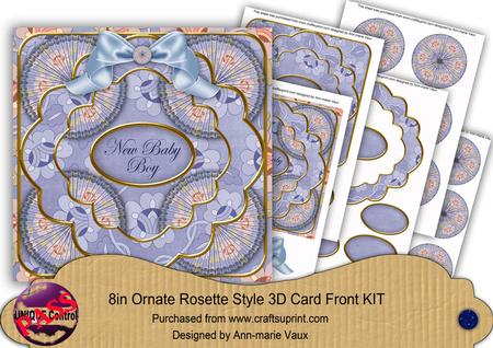 Blue Oriental Lily New Baby Boy 8in Rosette Cf Kit